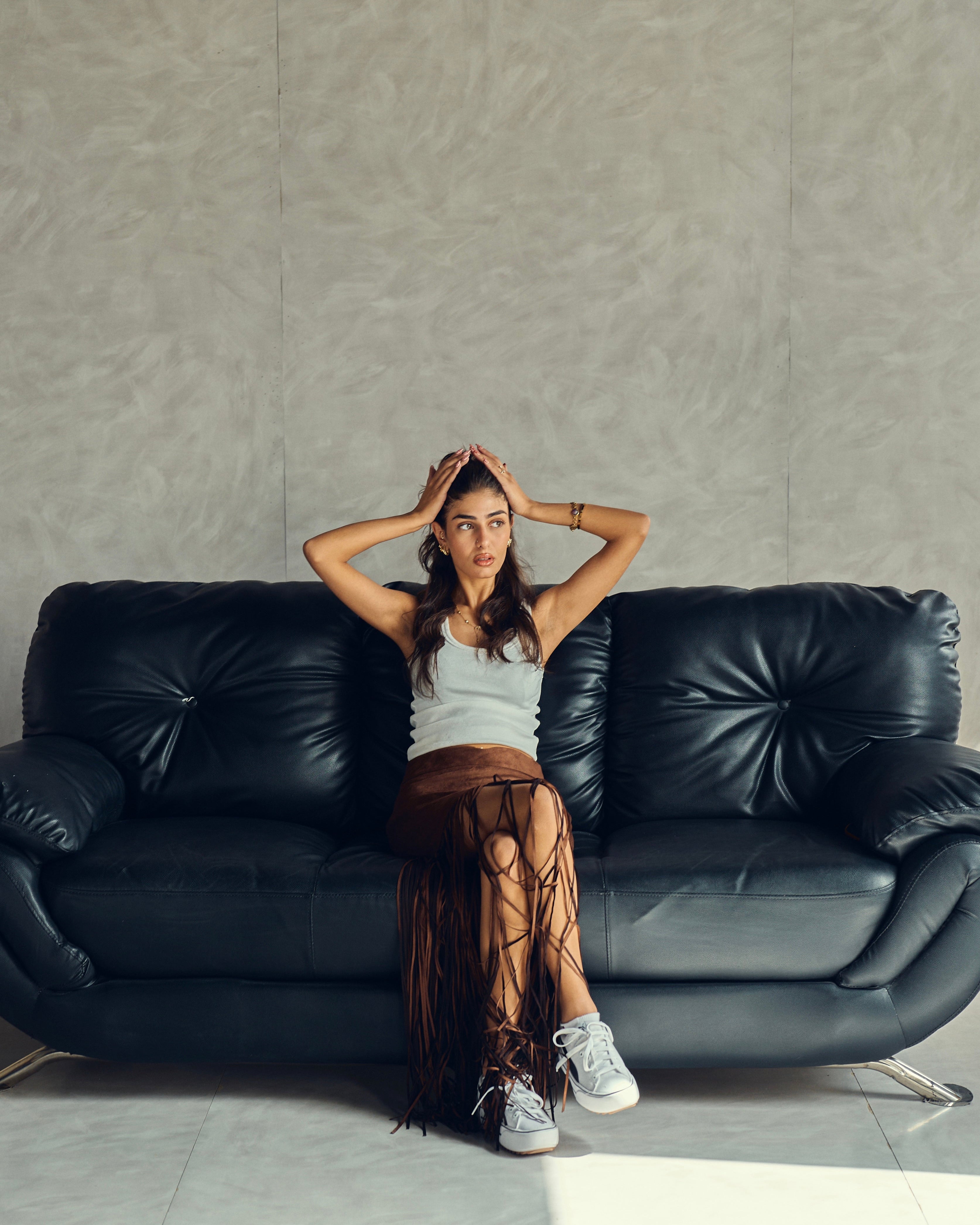 The fringe wave skirt in chocolate