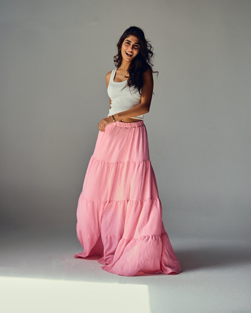 The skirt in pink lemonade