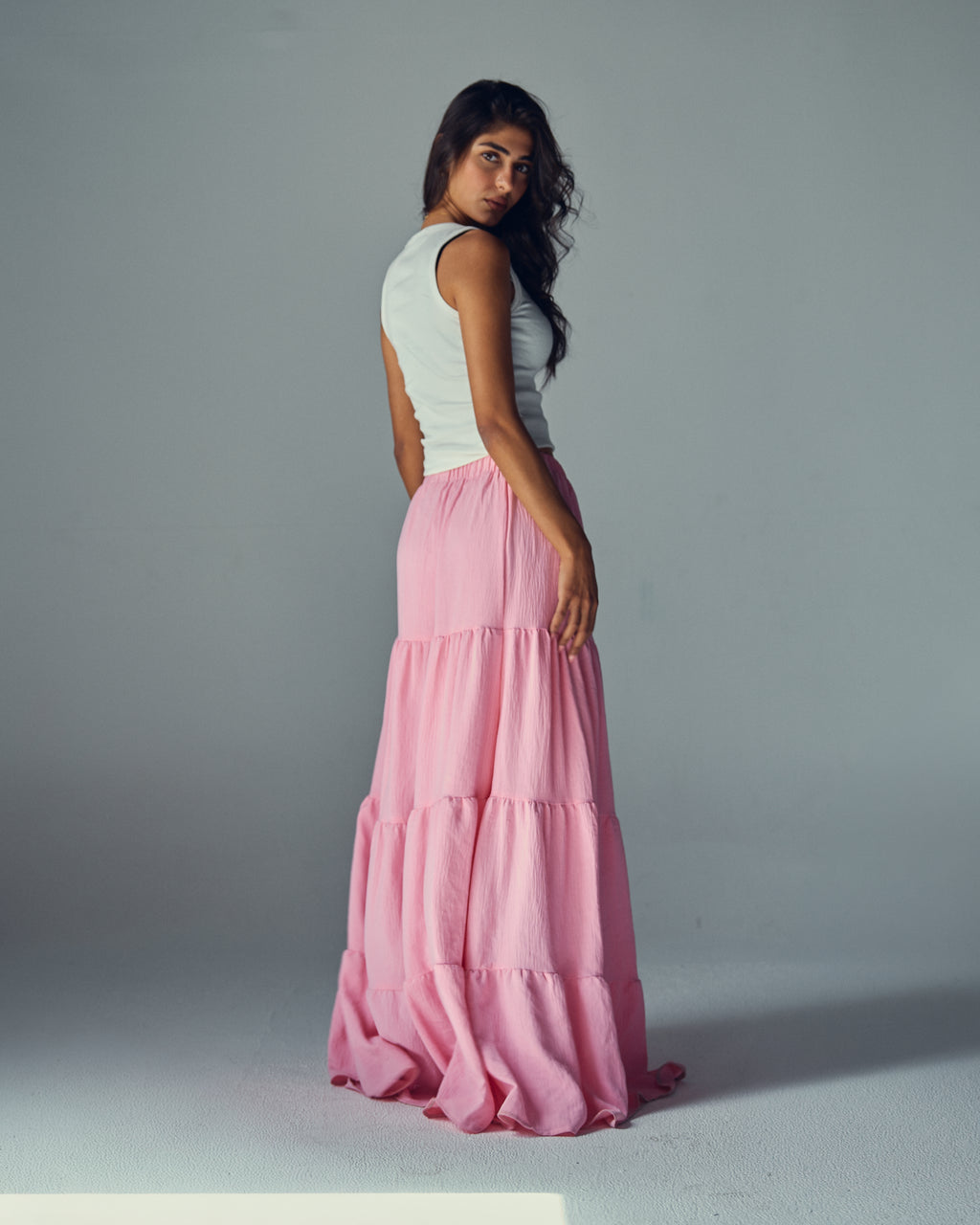 The skirt in pink lemonade